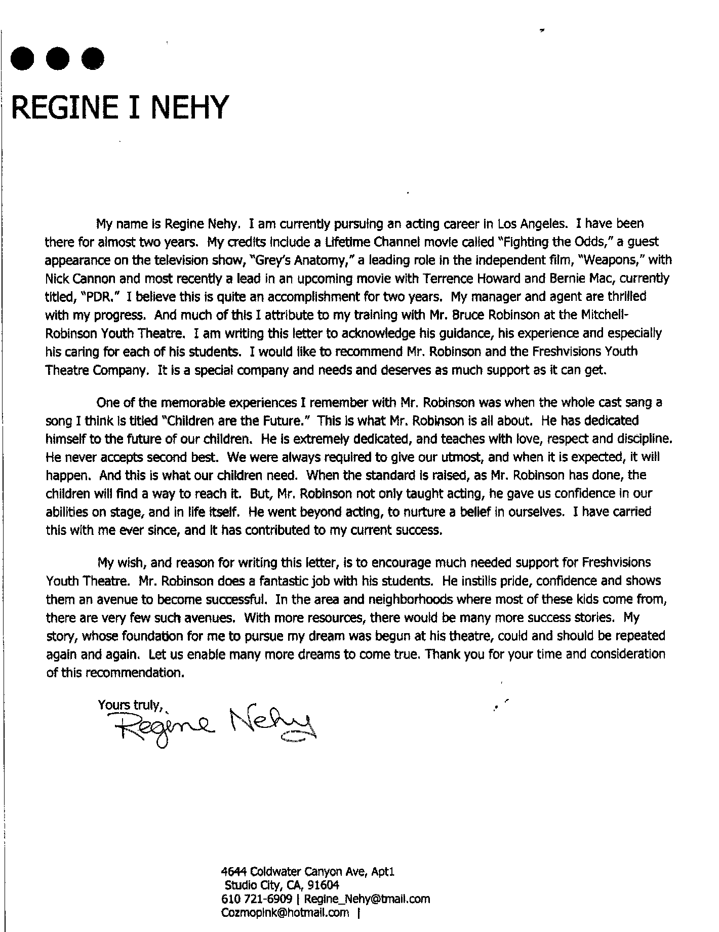 Regine Letter